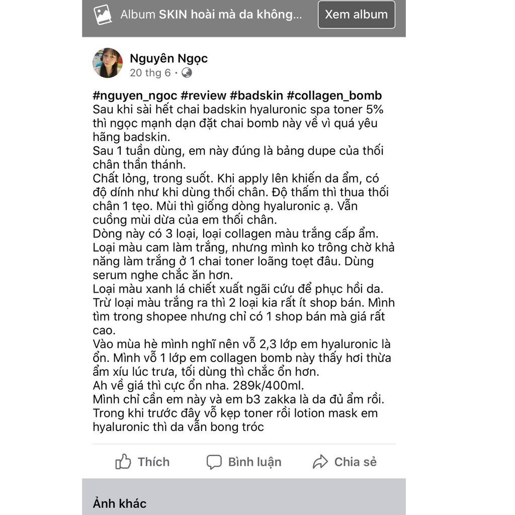 Tinh chất (toner) Cấp Ẩm Collagen Bomb Hydrating Ampoule 400ml BadSkin | BigBuy360 - bigbuy360.vn