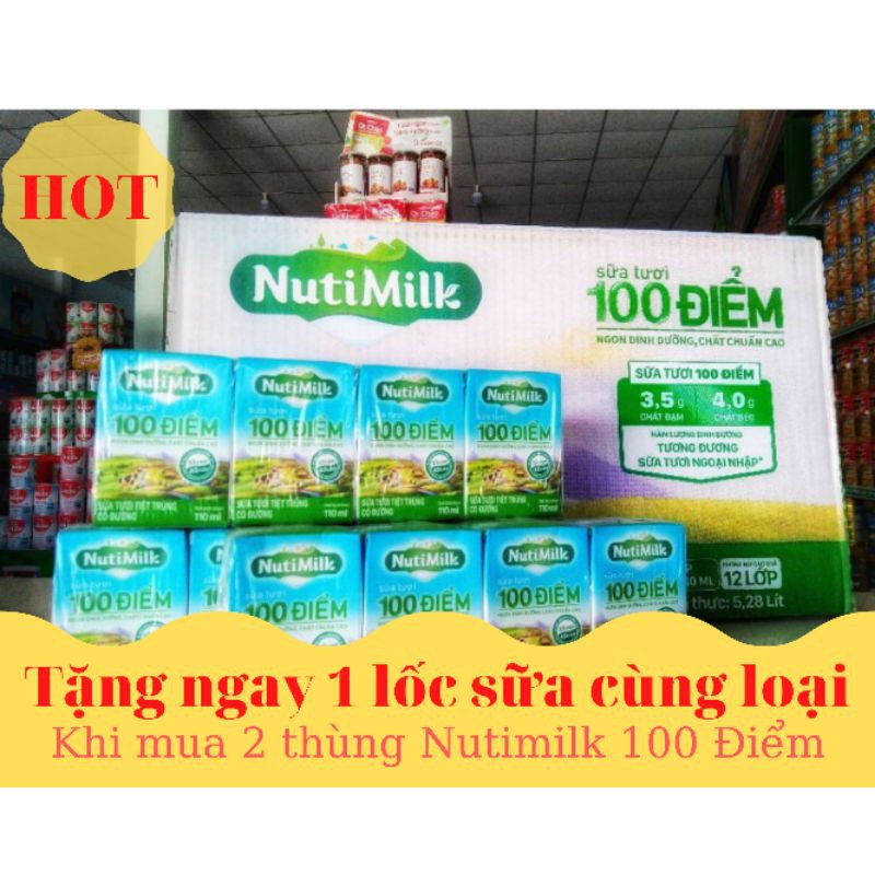 Sữa tươi Nutimilk có đường 110ml/thùng (Số lượng: 2 thùng) - Đại lý sữa Minh Tâm