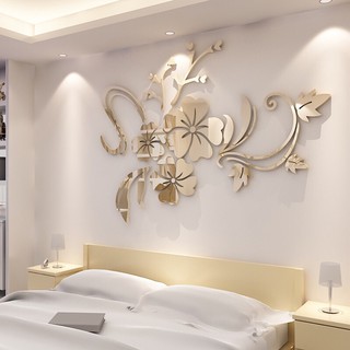 Tranh dán tường 3d - hoa bạc - mica dán tường,  tranh dán tường phòng khách, phòng ngủ, spa, nail, cafe