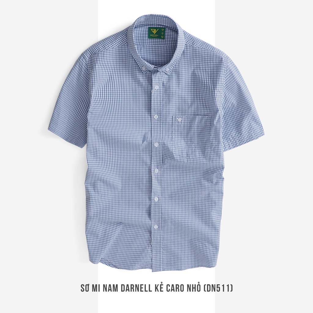 Áo sơ mi caro nam công sở DARNELL tay ngắn cao cấp ít nhắn thoáng mát, thấm hút mồ hôi DN511