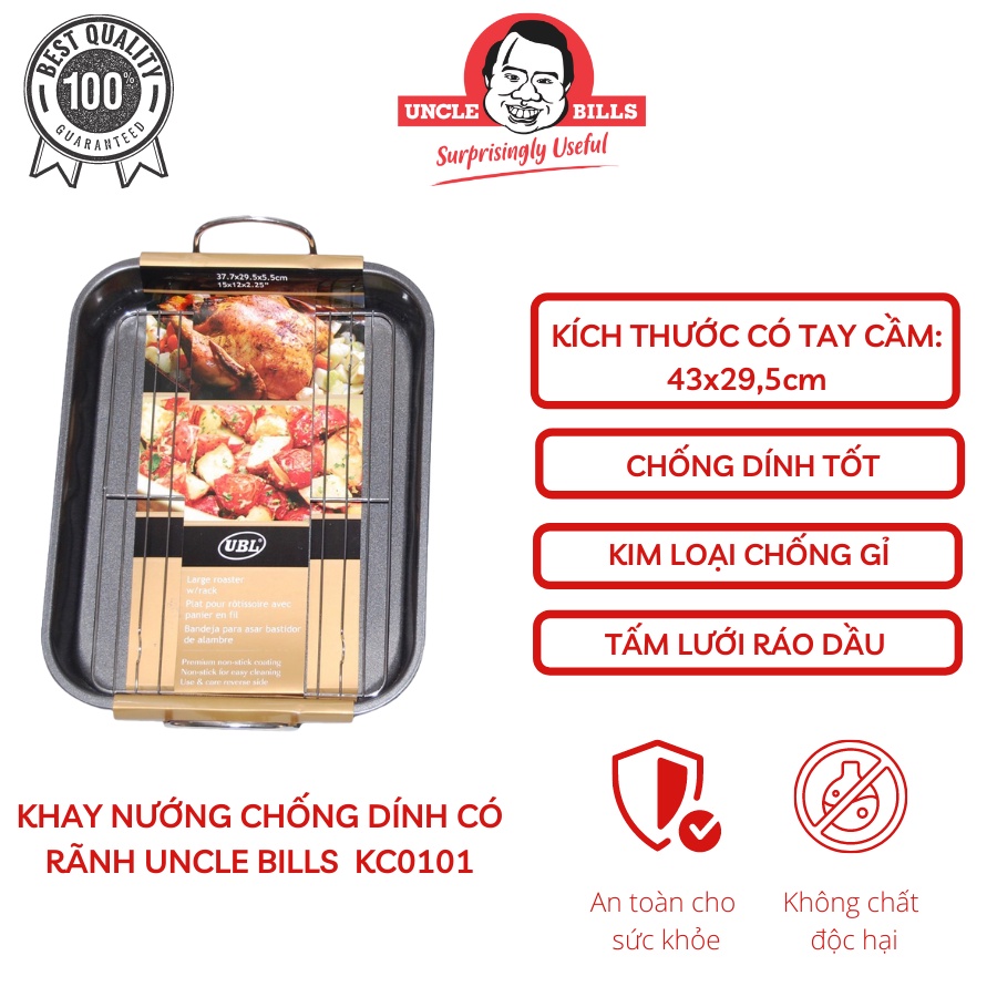 Khay Nướng Chống Dính Có Rãnh Uncle Bills KC0101