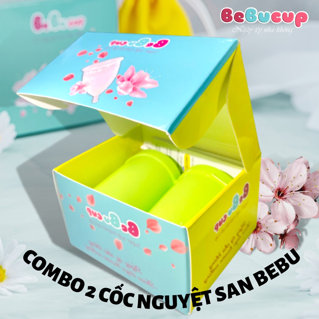 [Mã BMTTC60 giảm đến 60K đơn 50K] COMBO 2 Cốc Nguyệt San BeBuCup Chính Hãng,100% Silicol Y Tế siêu mềm