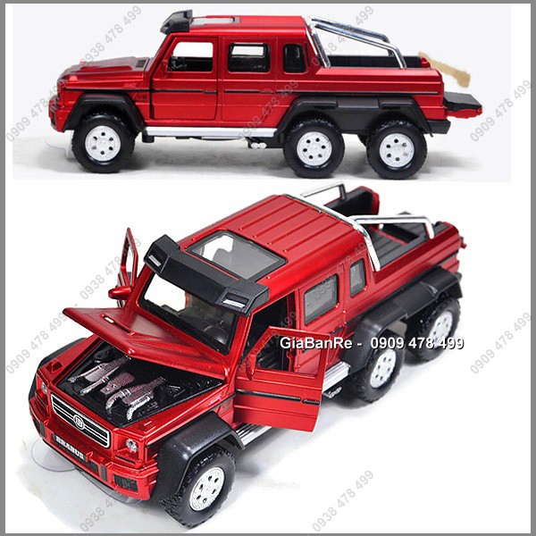 XE MÔ HÌNH KIM LOẠI MERCEDES G63 BRABUS G6X6 TỈ LỆ 1:32 - ĐỎ -  9818.3