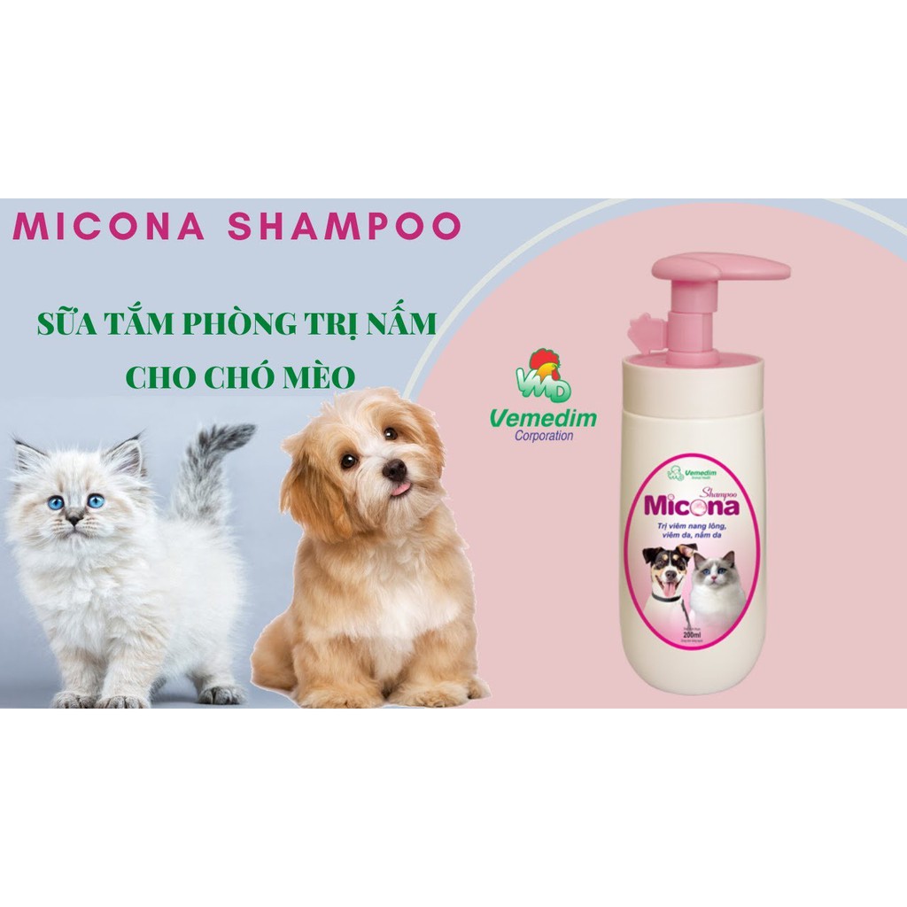 [ Bán sỉ ] Sữa tắm phòng trị nấm, viêm da cho chó mèo Micona shampoo