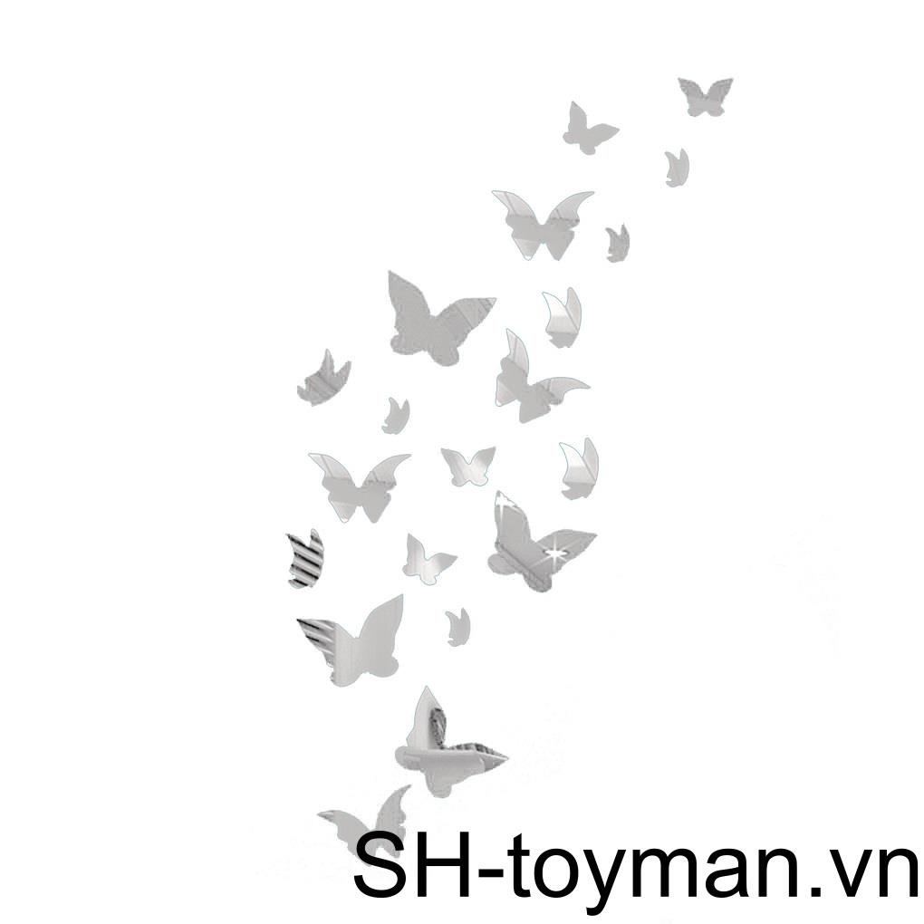 Bộ 20 Miếng Dán Tường Acrylic Hình Bướm 3D Tráng Gương Trang Trí Phòng Ngủ/Phòng Khách