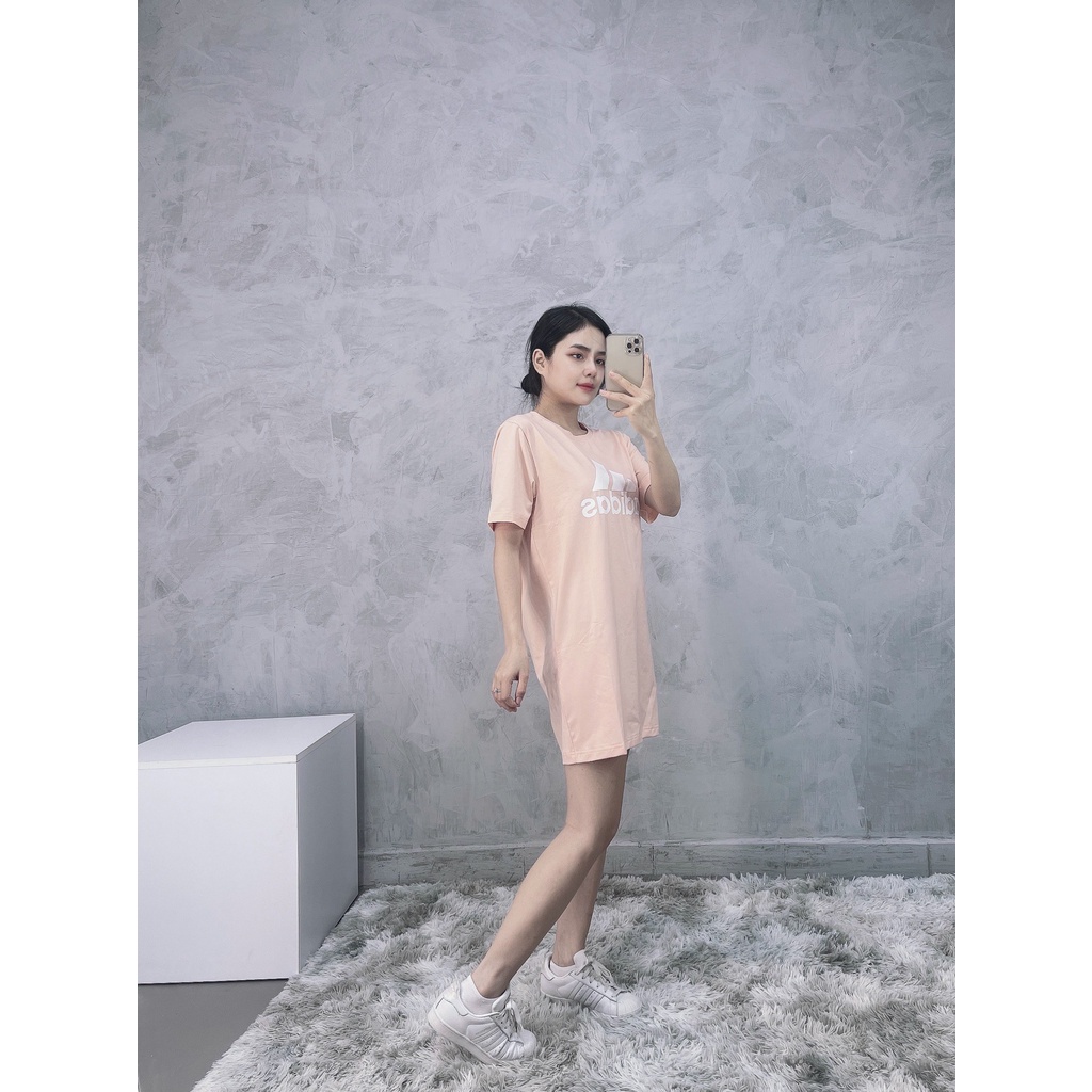 (HÀNG XUẤT XỊN) Váy / Đầm das hồng nhạt 1800 Essential Logo Dress PINK Made in Cambodia full tag code