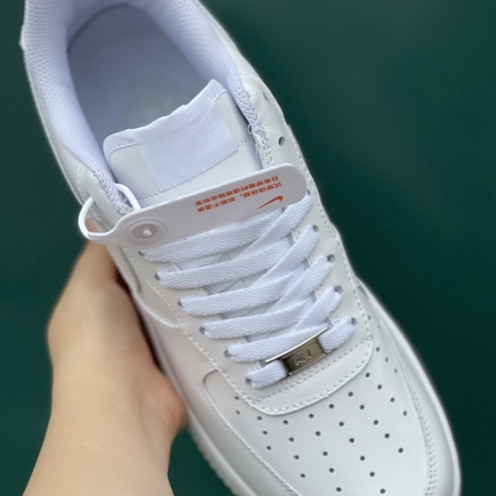 Giày AF1 Low Trắng Móc viền vàng nổi bật,giày Air Force 1 all white bản sịn