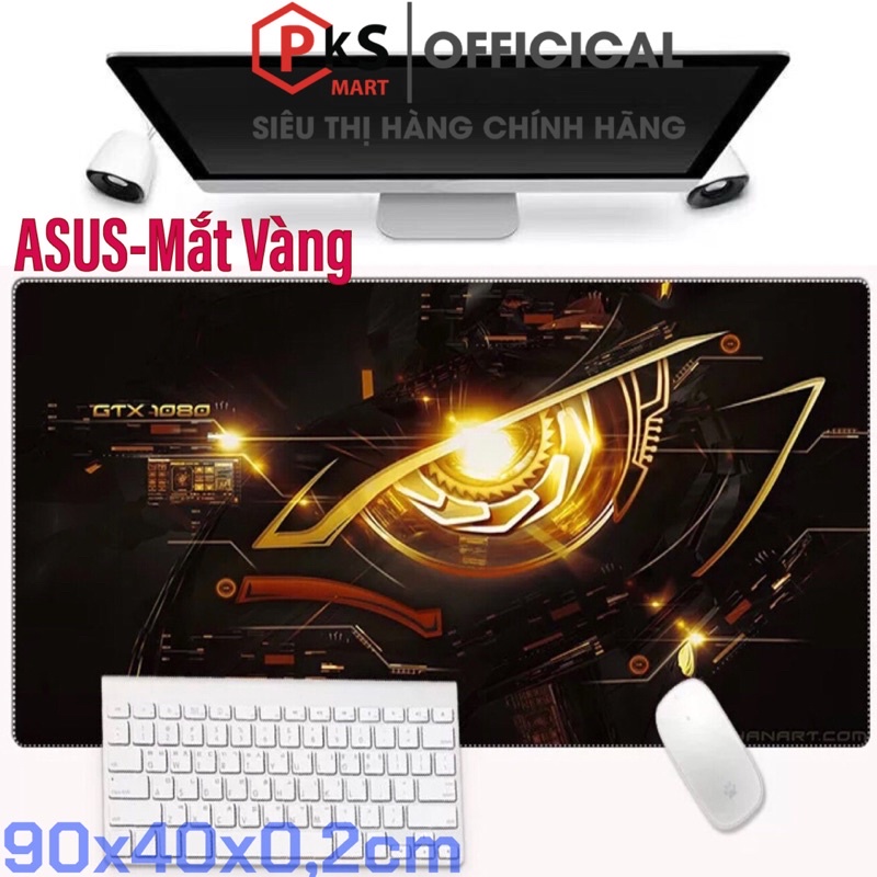 Pad Chuột Lót Chuột 90x40 AUS-ROG, Mực In Sắc Nét Không Bay Màu, May Bo Viền Độ Bền Cao, Đế Cao Su Chống Trơn Trượt