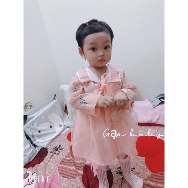 quần áo trẻ em - Váy hanbok cách tân hoạ tiết hoa nhí cho bé từ 6-14kg
