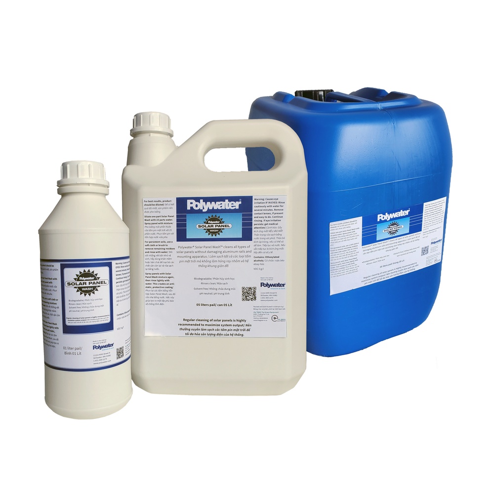 Hoá chất rửa tấm pin năng Lượng mặt trời NLMT Poly water ® SPW™ 20 Lít