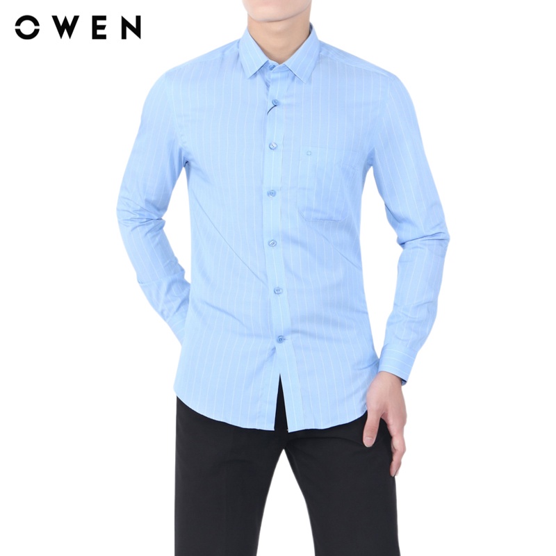Áo sơ mi dài tay nam Owen Bamboo Slim Fit Xanh kẻ - AS20629DT