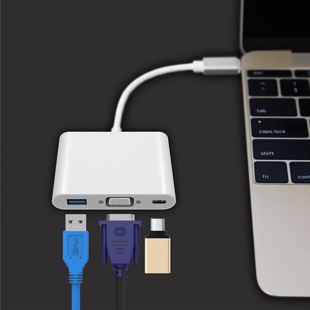 Cáp Chuyển Đổi Type-C Sang USB 3.0 VGA Adapter Cao Cấp