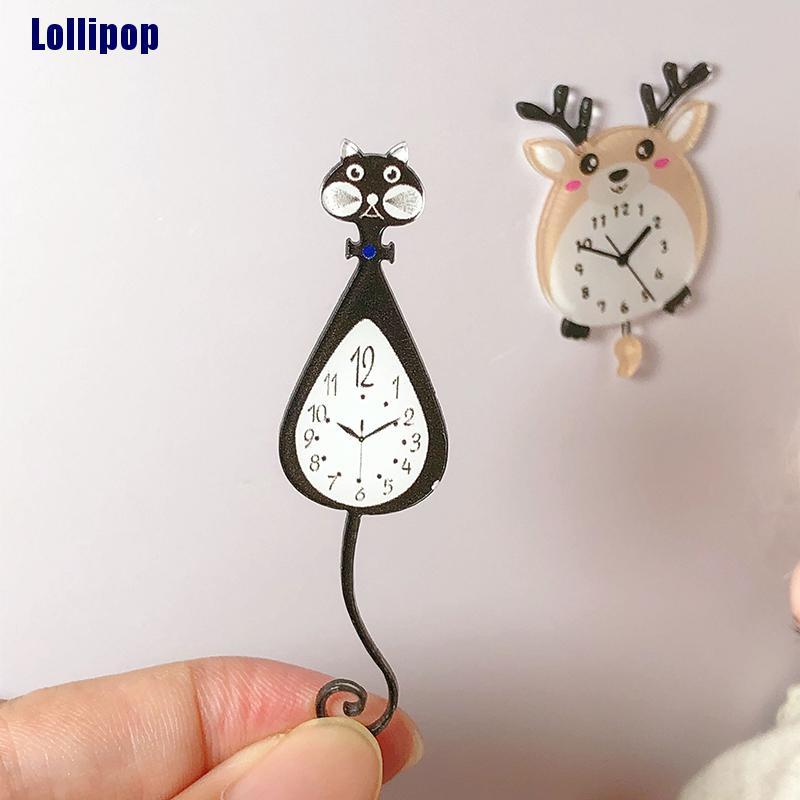 Đồng hồ treo tường hoạt hình thu nhỏ cho nhà búp bê tỉ lệ 1:12
