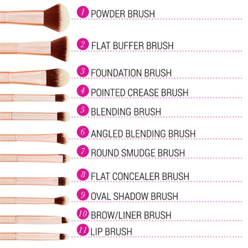 BH Meta Rose 11 Piece Brush Set With Bag