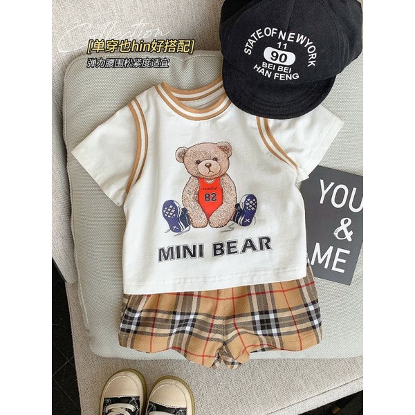 Mới | Bộ MINI BEAR phối sọc vàng xanh siêu đẹp sắc nét cho bé yêu 8-18kg