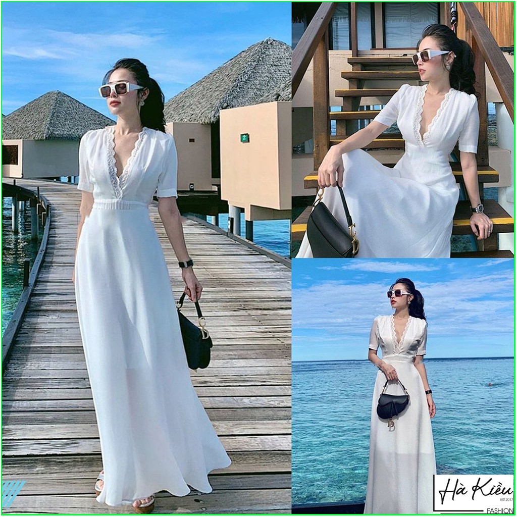 Đầm Maxi trắng dự tiệc, đầm cưới.