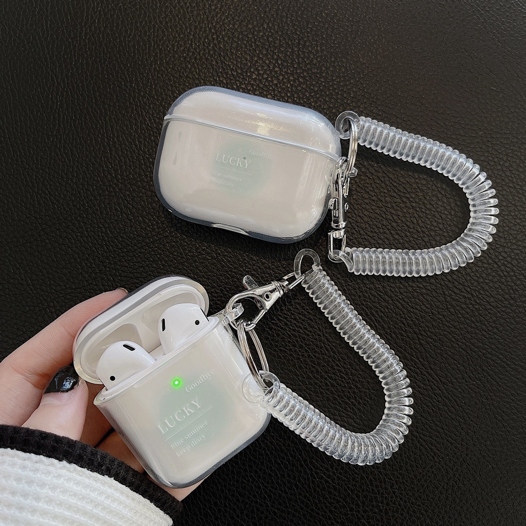 Vỏ Bảo Vệ Hộp Sạc Tai Nghe airpods 1 2 Pro 3rd Generation Pro 1/2 Trong Suốt Chống Sốc Họa Tiết Hoạt Hình Kèm Dây Đeo Kiểu Nhật Hàn