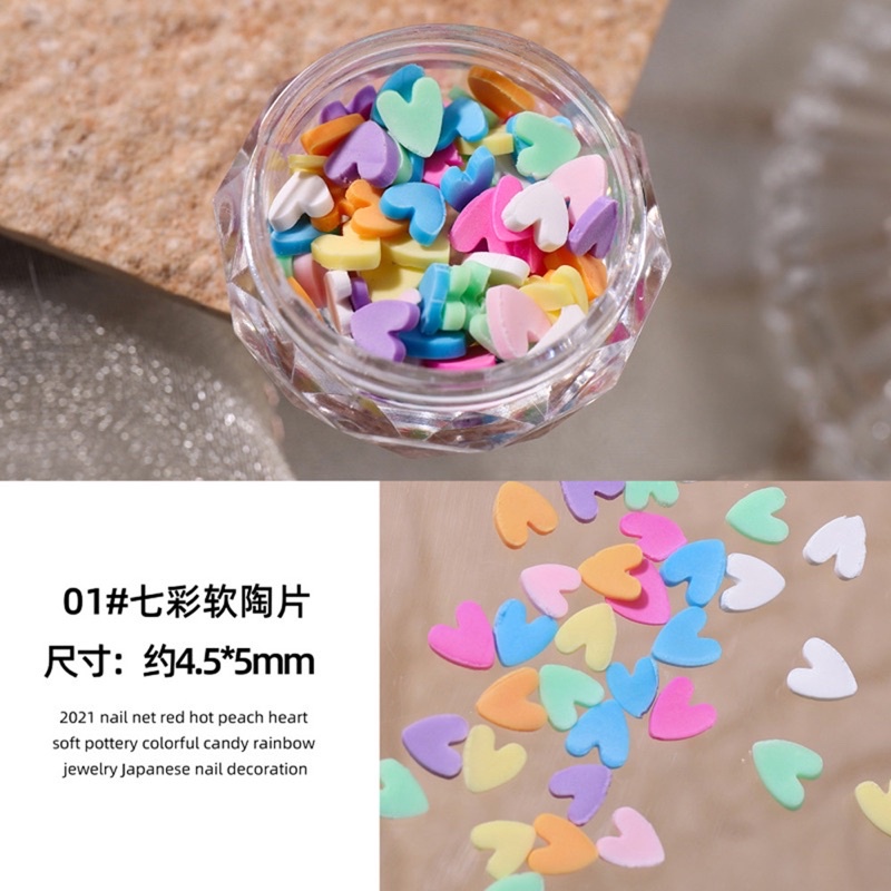 Hũ phụ kiện tim, sao mix màu