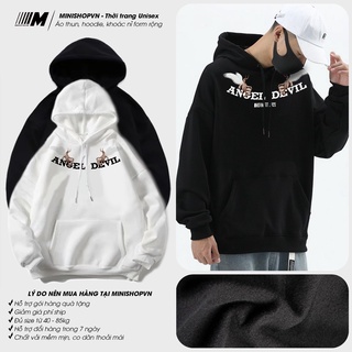 Áo nỉ hoodie nam nữ Angel Devil form rộng chất nỉ dày mềm mịn phong cách trẻ trung