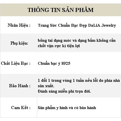 Bông tai bạc nữ dạng bấm hình trái tim DaLiA Jewelry khuyên tai không cần chốt dễ đeo cho nàng