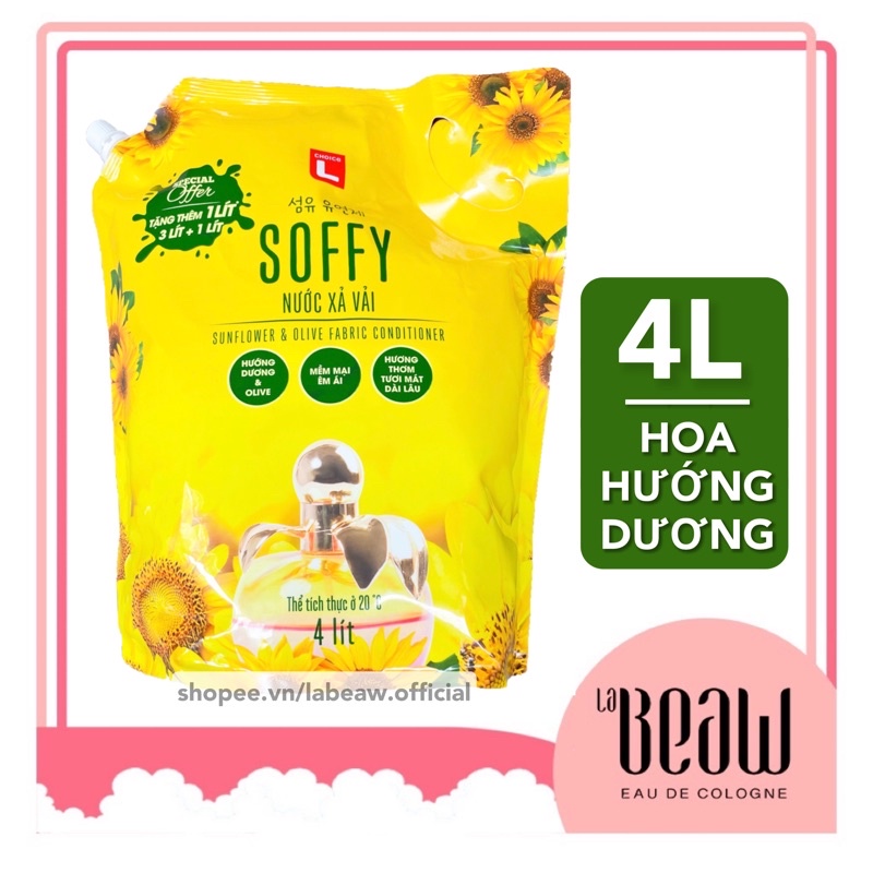 Nước xả vải SOFFY 4L Hàn Quốc - hương Hoa Hướng Dương