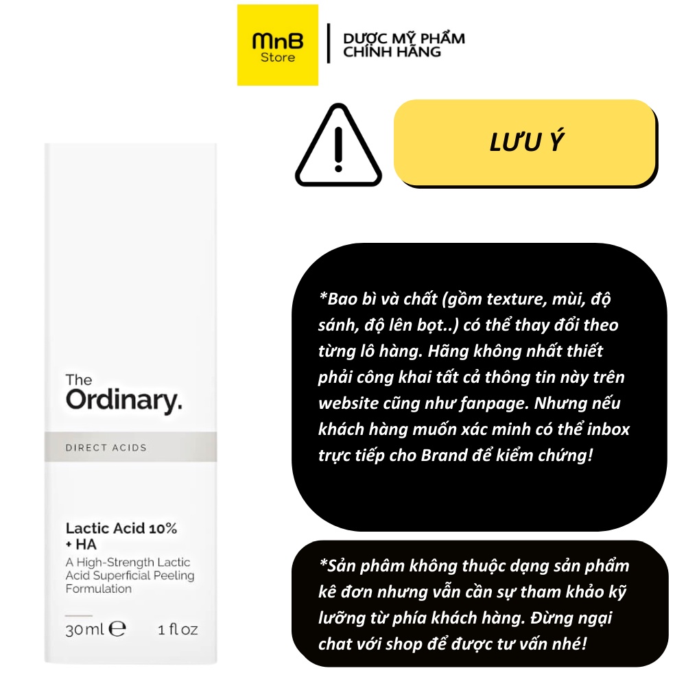 Serum The Ordinary Lactic Acid 10% + HA 2% tinh chất sáng da mờ thâm 30ml