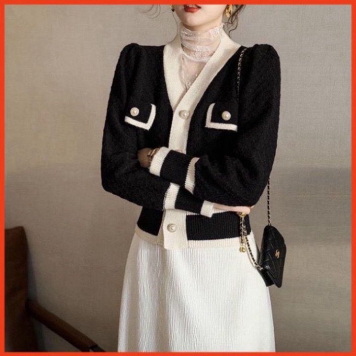 Áo Khoác Len Nữ Cardigan Với Chất Liệu Len Cao Cấp Mềm Mịn, Đính Cúc Ngọc Cực Kì Sang Trọng, 2 Màu Đen Và Trắng ạ | BigBuy360 - bigbuy360.vn