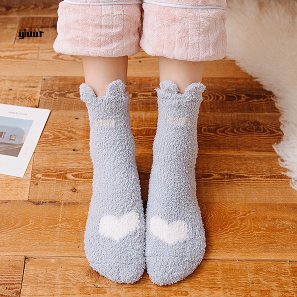 Tất dài hình chân mèo bằng lông cừu san hô thời trang cho nữ