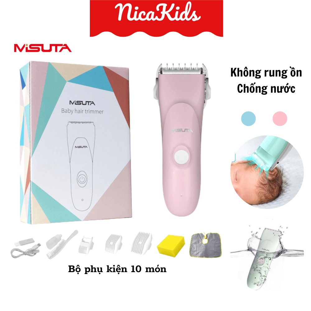 Tông đơ cắt tóc cho bé MISUTA tích điện full bộ 10 món