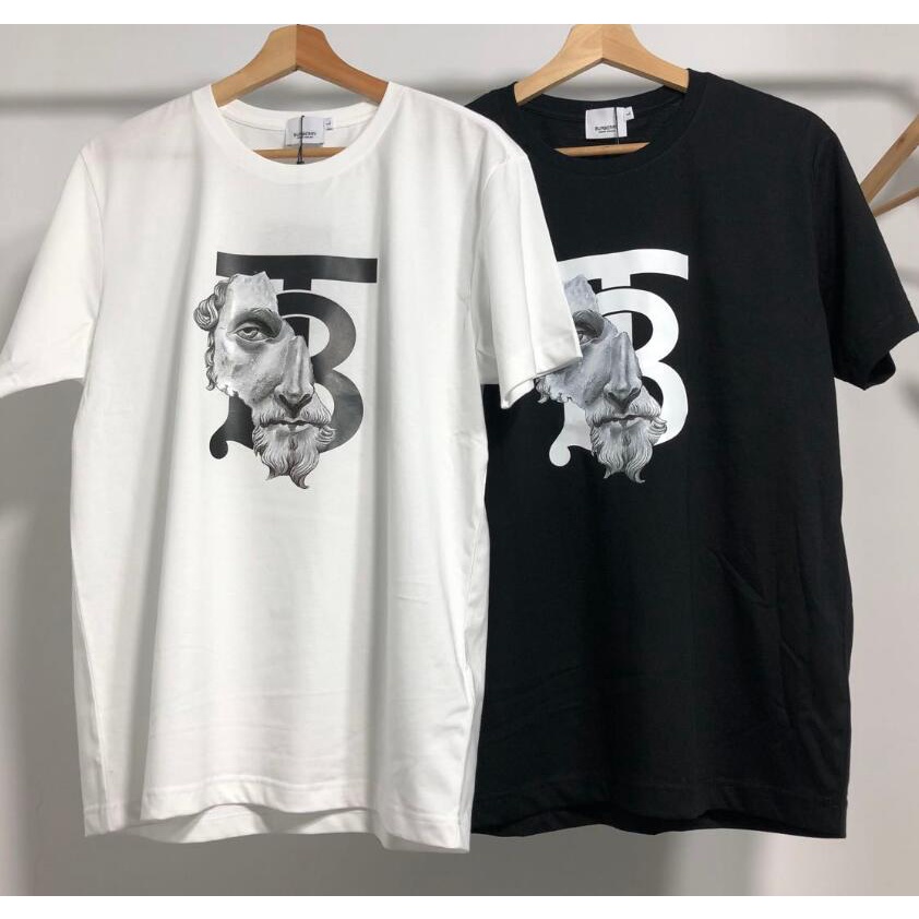 Áo Thun Cotton Tay Ngắn In Chữ Burberry Thời Trang Cho Nam Và Nữ