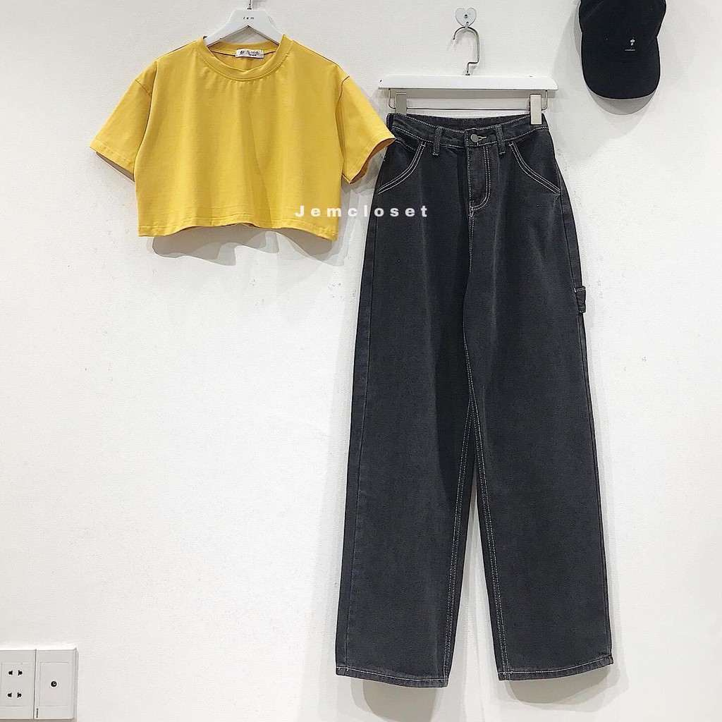Quần Jeans Nữ ZIBA Jeans Lưng Cao Dáng Suông Ống Rộng Ulzzang  - Jem Closet 2648  ( Jem Closet )
