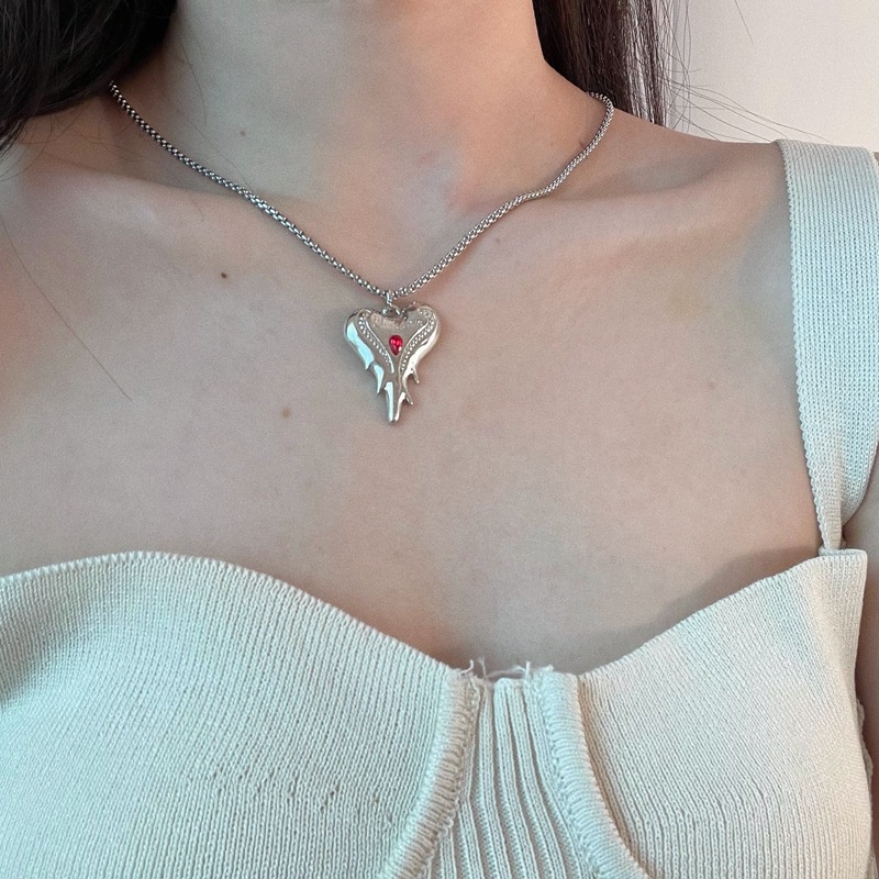 Dây Chuyền Mặt Trái Tim Đính Đá 19A1241 Phong Cách Hàn Quốc Thời Trang Sang Trọng Cho Nữ