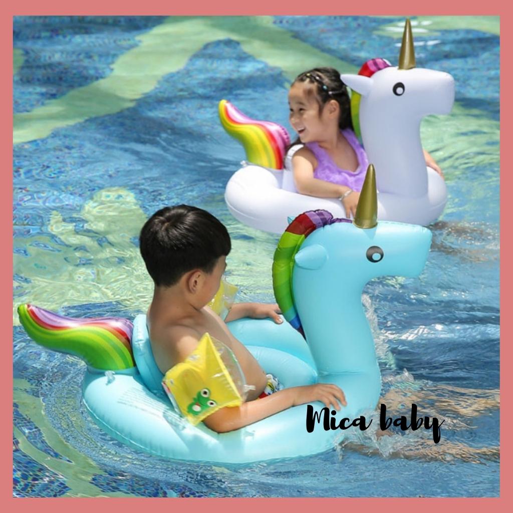 Phao bơi trẻ em hình kỳ lân chống lật có ghế lót an toàn cho bé Mica Baby PB09