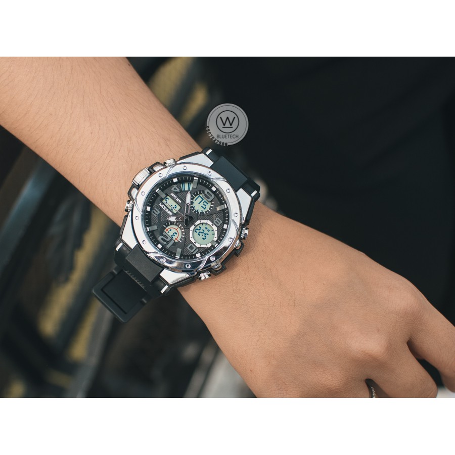 Đồng hồ Nam Sanda 6008 Chạy 2 máy - Tặng hộp +Pin