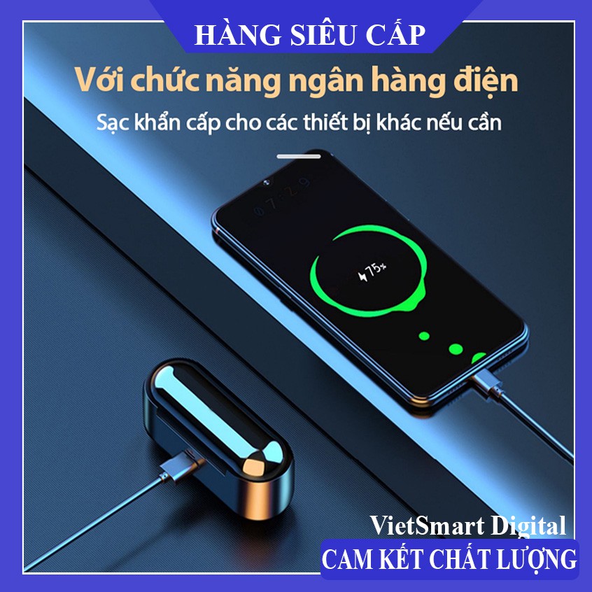 [BẢN QUỐC TẾ] Tai Nghe Bluetooth, Tai Nghe Không Dây AMOI F9 TWS 5.0 9D, Cảm Ứng Chạm, Chống Nước, Chống Ồn