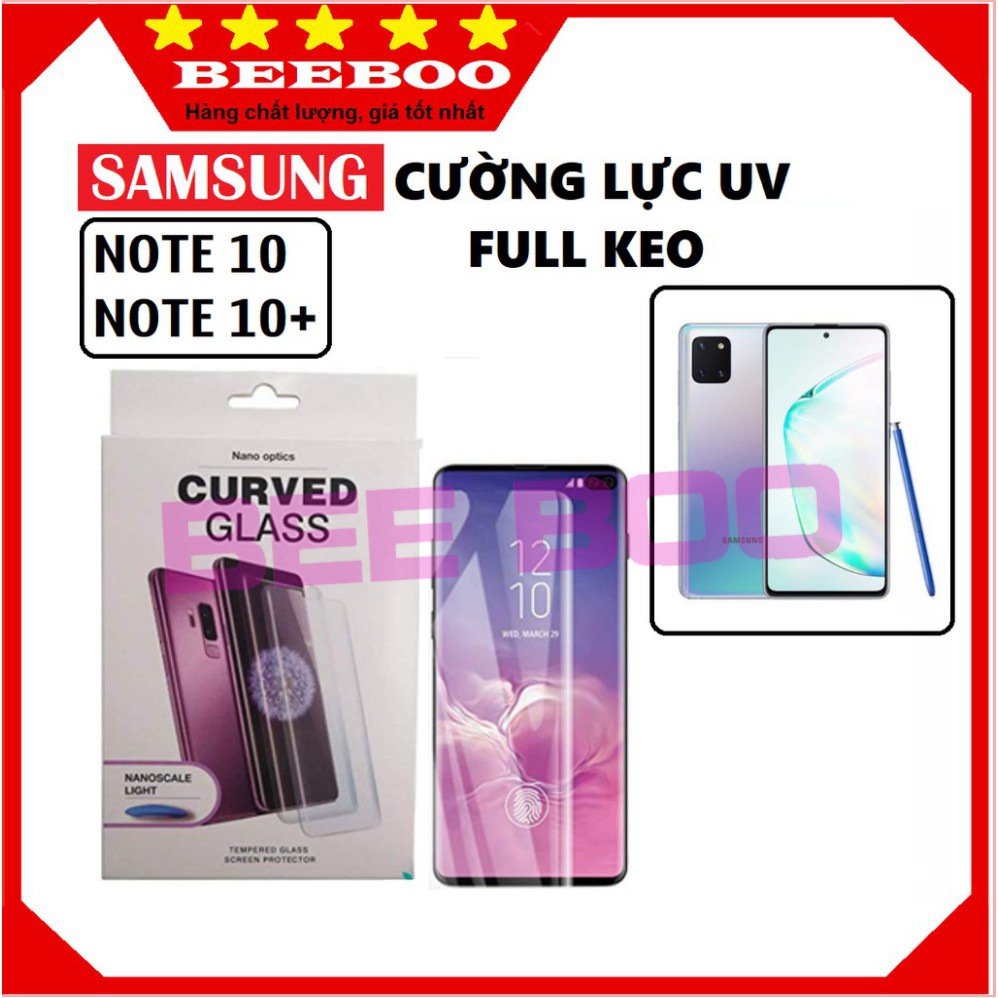 Kính cường lực Samsung Note 10, Note 10 Plus- Full màn keo UV loại xịn [PHỤ KIỆN BEEBOO]