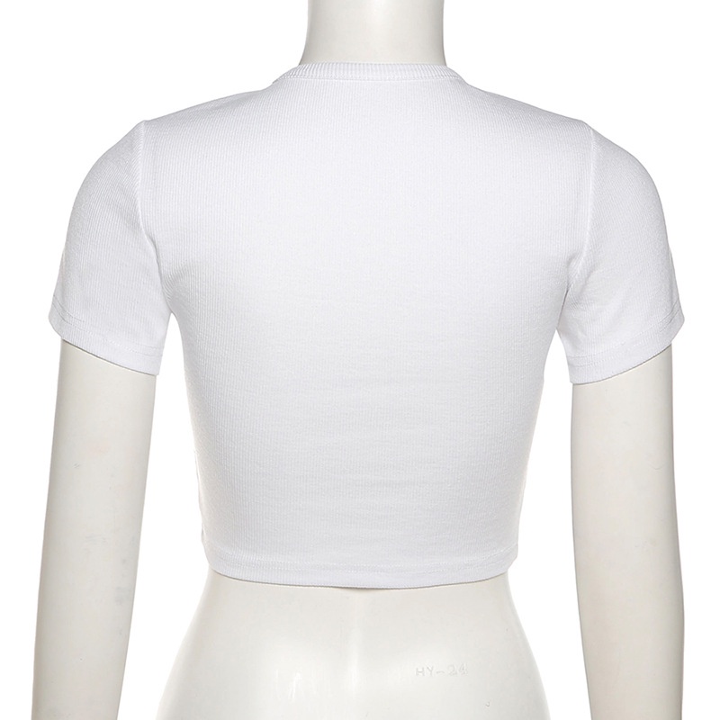 Áo Thun Crop Top Nữ Ngắn Tay In Chữ Thời Trang