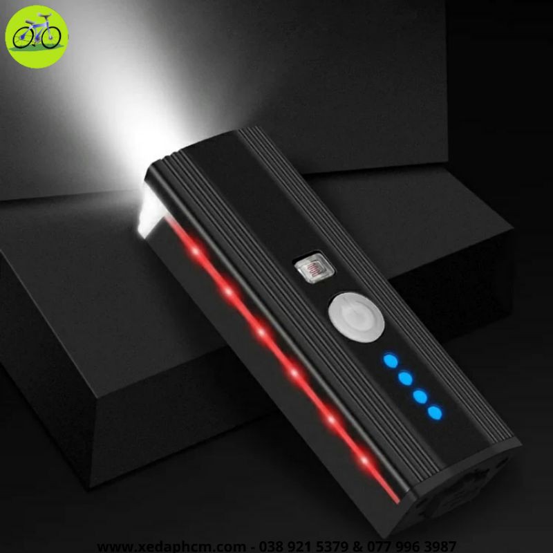 Đèn LED xe đạp sạc USB kết hợp còi