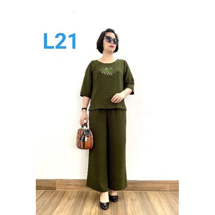 Đồ Bộ Nữ Trung Niên Tay Lỡ Chất Liệu  Đũi Cao Cấp  Vải loại 1  Không nhăn không xù khi giặt - Laddy Store