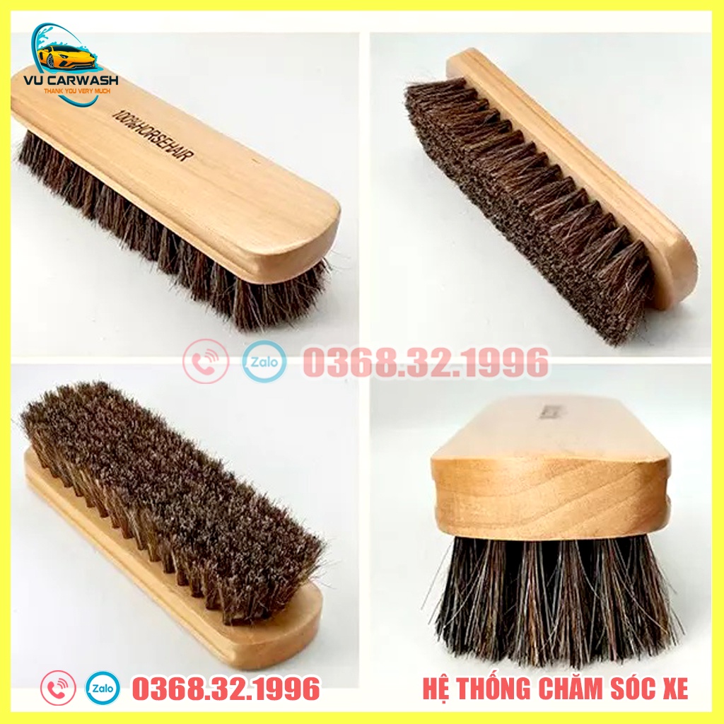 Bàn Chải Vệ Sinh Nội Thất Ô Tô - Đánh Giầy Dép Da, Lông Đuôi Ngựa Cao Cấp