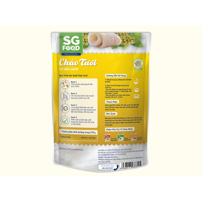 Cháo tươi cá đậu xanh SGF 240g