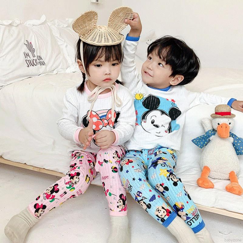 Bộ đồ ngủ cotton thoáng khí in họa tiết hoạt hình đáng yêu dành cho trẻ em