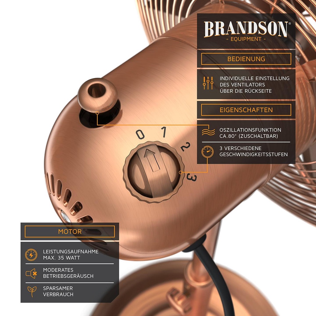 Quạt cây Brandson size 30cm màu vàng đồng