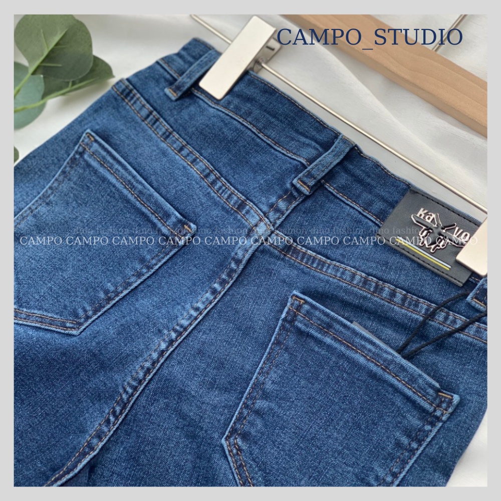 Quần jeans ống loe xanh CAMPO quần bò nữ siêu hack dáng