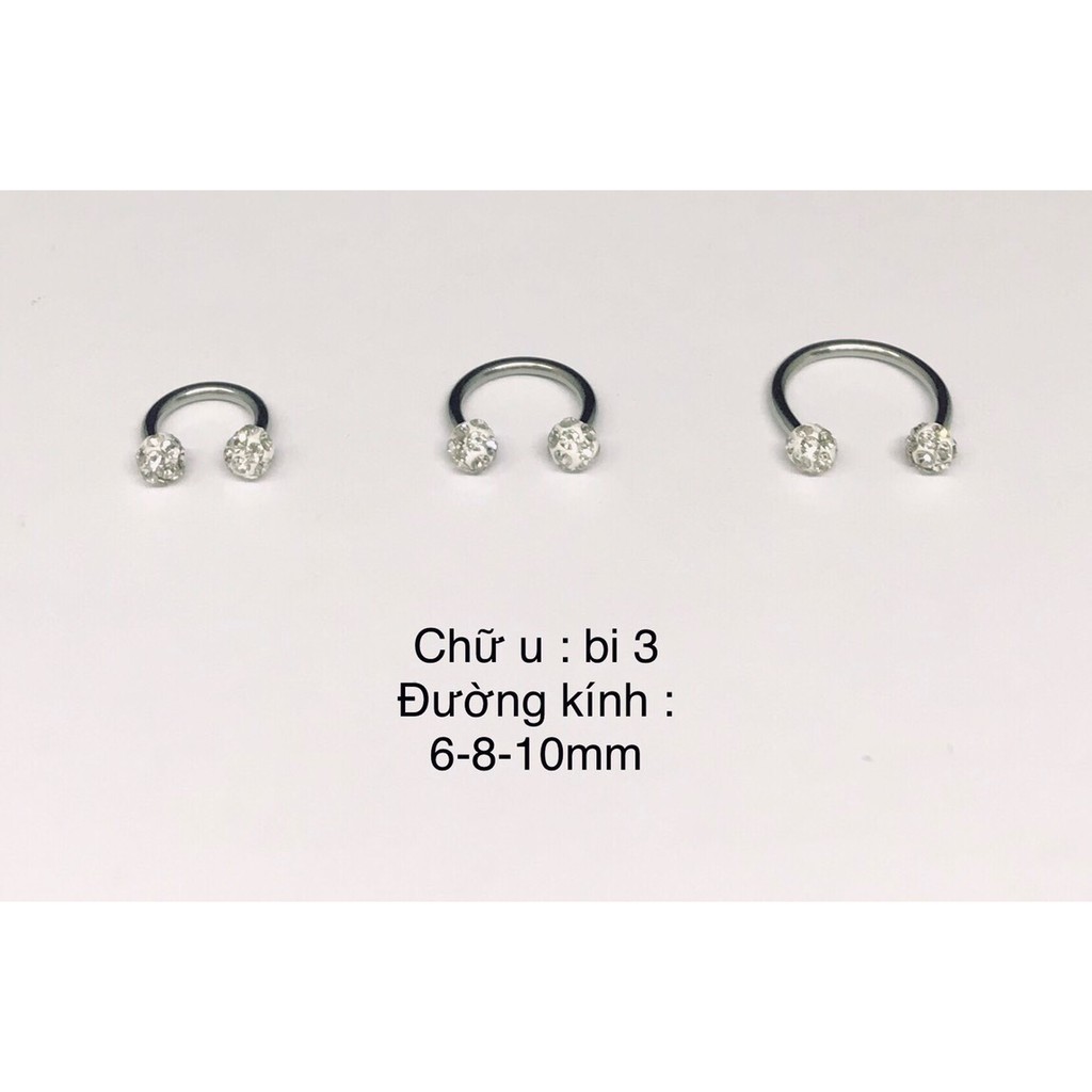 Khuyên chữ U đá bọc/ Khuyên chữ u/ Piercing ocean