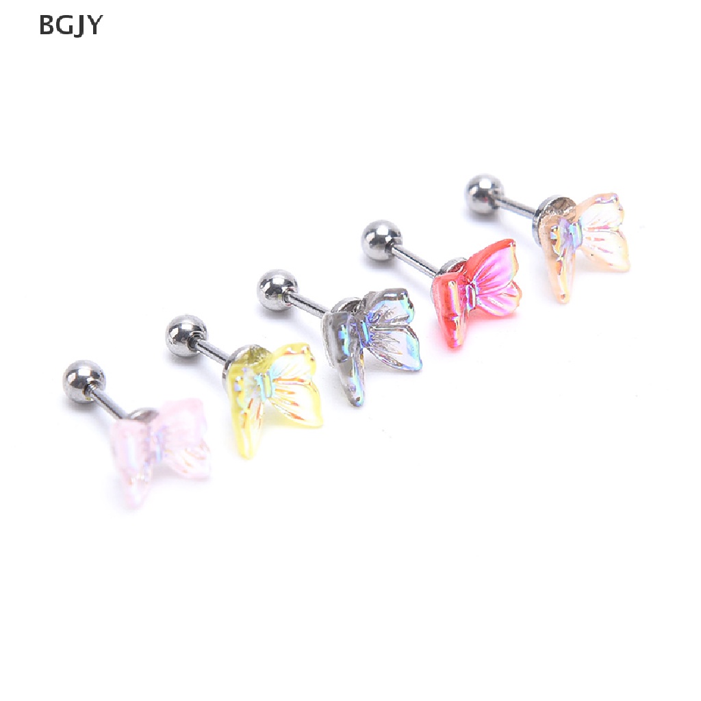 1 Khuyên Tai Hình Bướm Bằng Thép Titan Thời Trang Mới