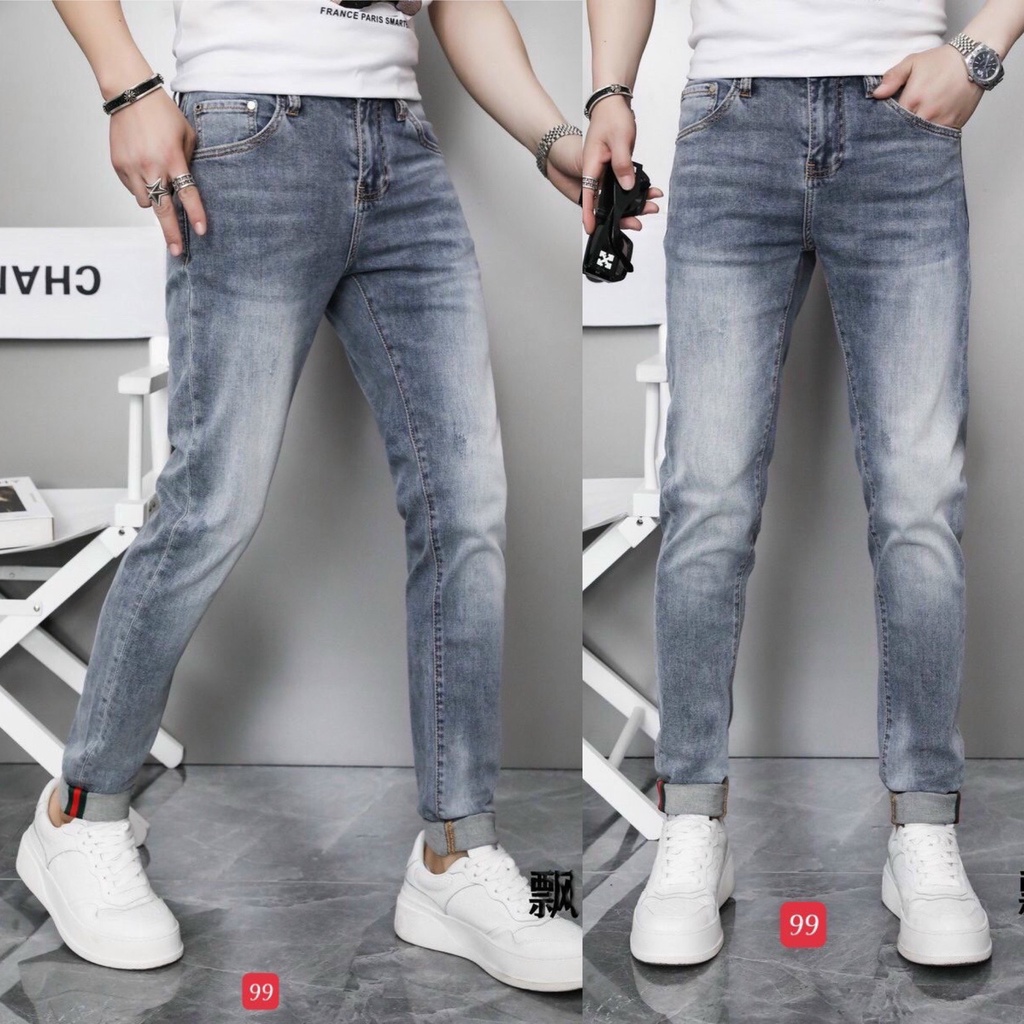 Quần jean nam xanh trơn chất bò cao cấp co dãn 4 chiều đẹp from dáng skinny mẫu mới thời trang cao cấp beautiulgilr T08