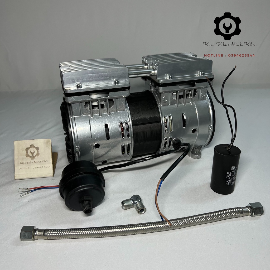 Đầu bơm máy nén khí không dầu ETOP 750W 1HP| Đầu máy hơi rời giảm âm dây đồng 100%