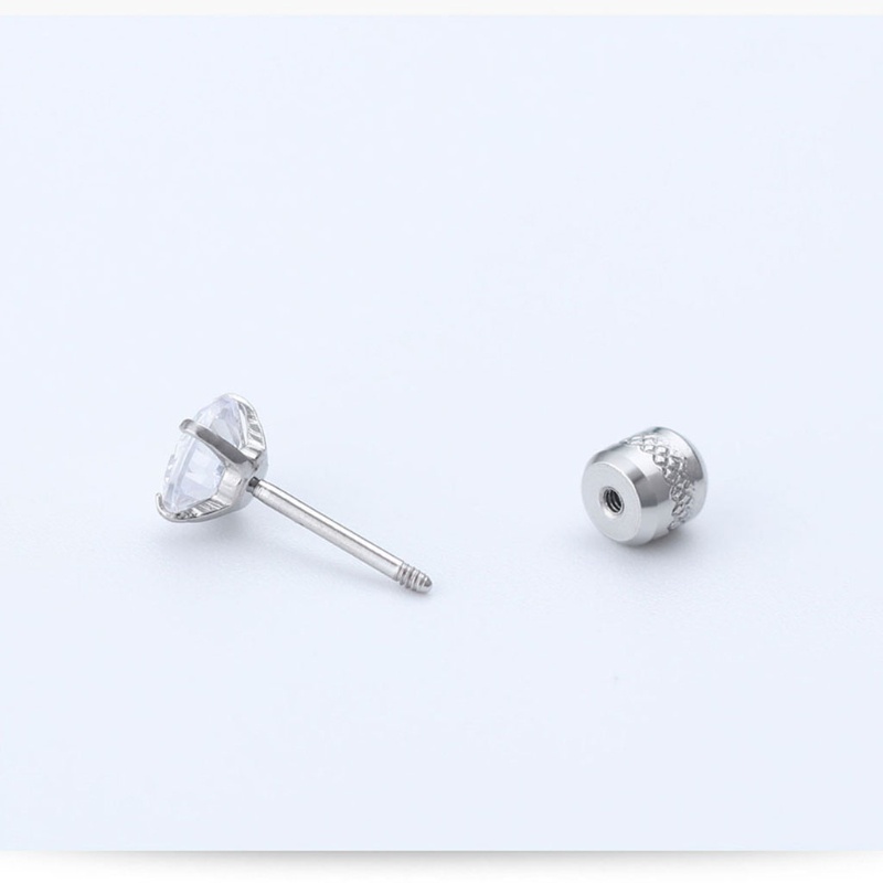 Bông Tai Đinh Tán Bằng Thép Không Gỉ Đính Đá Zircon Không Gây Dị Ứng