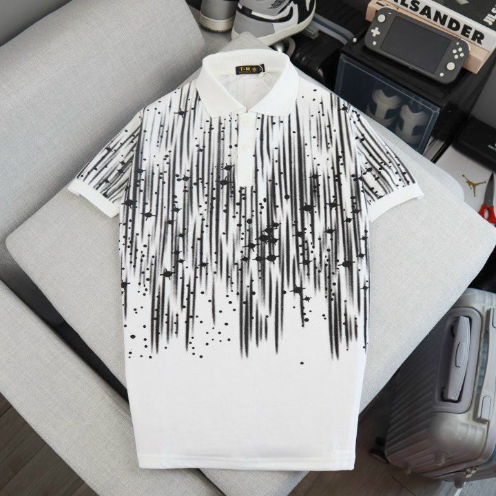 Áo Thun Nam Cổ Trụ Loang Màu Trắng Đen Chất Cotton Mềm Co Giãn Tốt Mặc Đẹp Thoải Mái [NEW UNISEX]